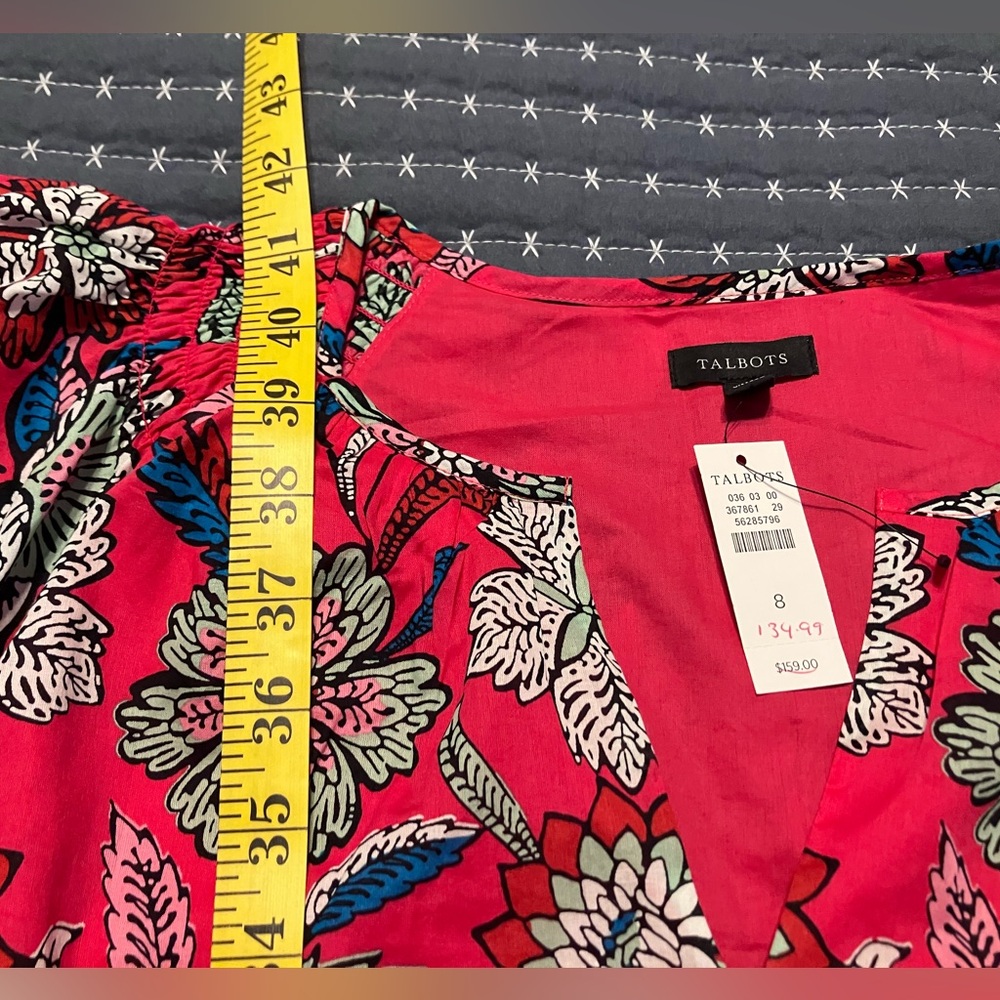 TALBOTS  FLUTTER SLEEVE FIT & FLARE DRESS - BEAUTIFUL BOTANICAL - Picture 9 of 12